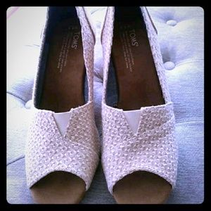 TOMS Cork Peep toe Wedges NEW